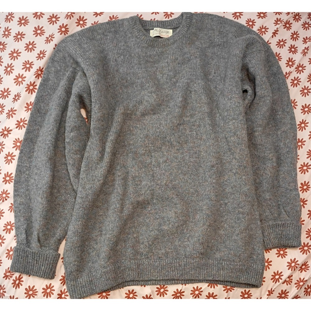 McGeorge of Dumfries Scotland Blue Grey Wool Crewneck Sweater Mens XL Vintage